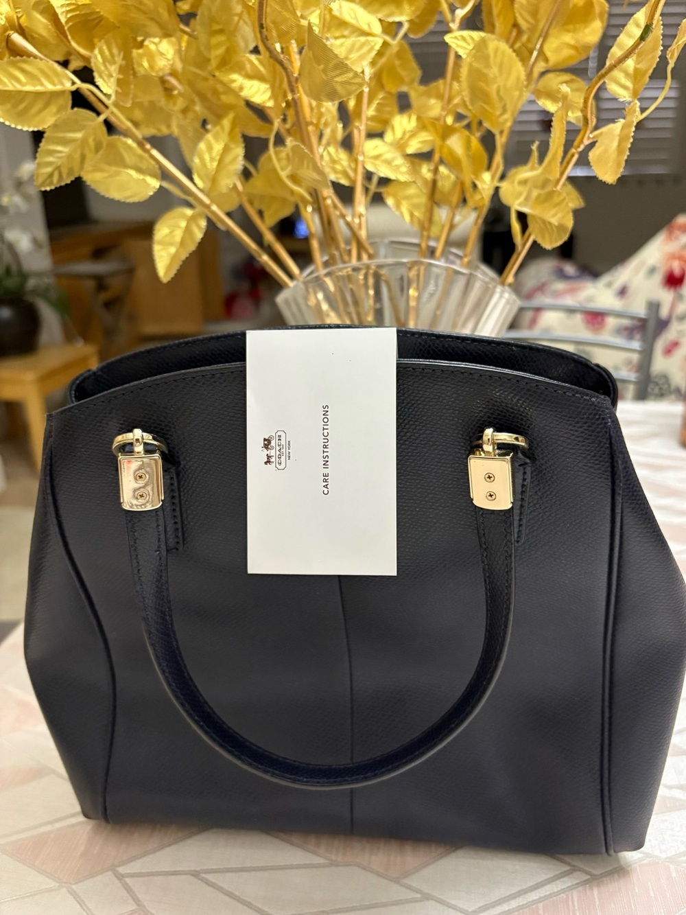 Coach Black Pebbled Leather Satchel with Gold Hardware